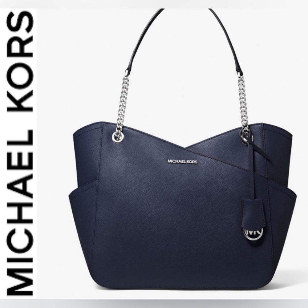 NWT | Michael Kors Jet Set Large Saffiano Leather Tote – Navy - Picture 1 of 8